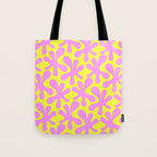 Neon Yellow and Pink Amoeba Dance Vivid Retro Modern Pattern Tote Bag Gallery Image 1