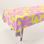 Neon Yellow and Pink Amoeba Dance Vivid Retro Modern Pattern Tablecloth Gallery Image 1