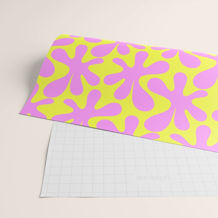 Neon Yellow and Pink Amoeba Dance Vivid Retro Modern Pattern Wrapping Paper Gallery Image 2