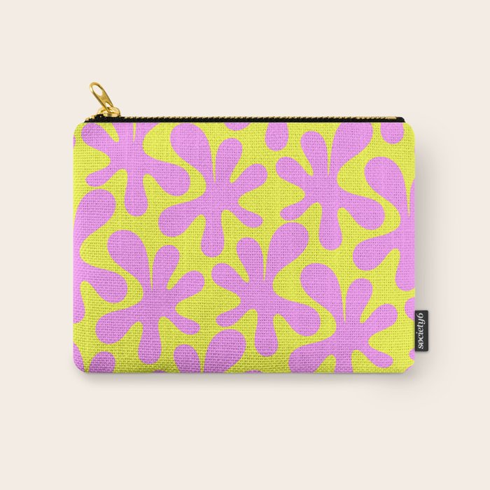 Neon Yellow and Pink Amoeba Dance Vivid Retro Modern Pattern Carry All Pouch Gallery Image 1