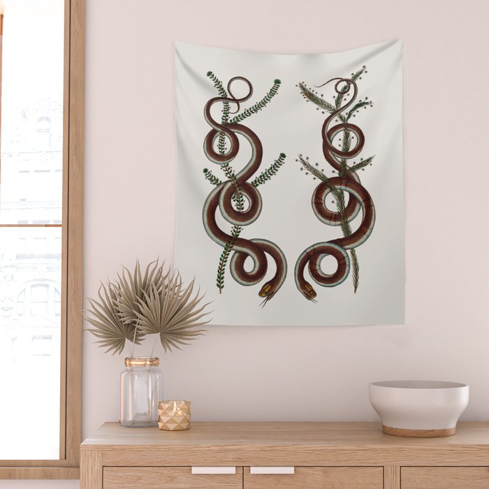 Albertus Seba Snakes  Double Spiral Vines  Wall Tapestry Gallery Image 2