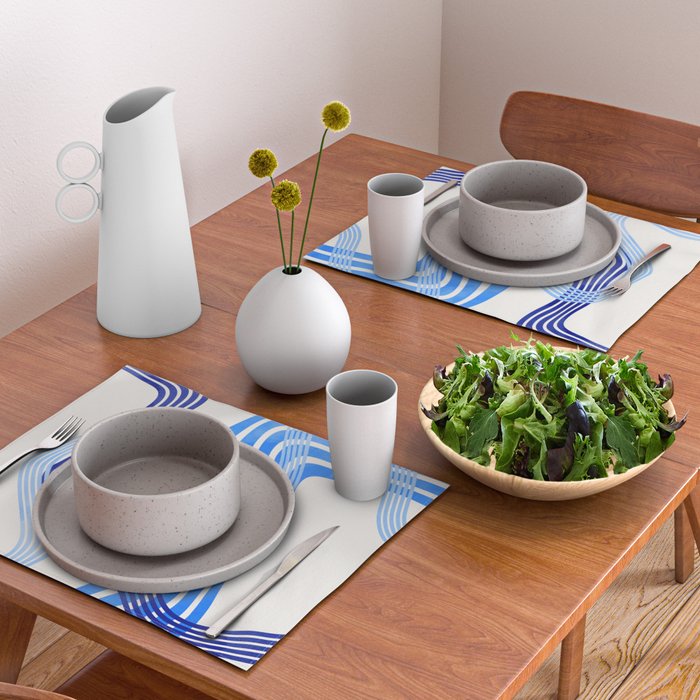 minimal organic waves blue Placemat Gallery Image 2