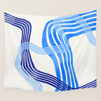 minimal organic waves blue Wall Tapestry Gallery Image 4