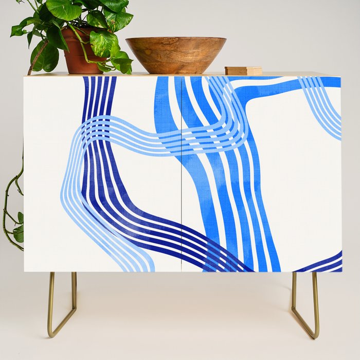 minimal organic waves blue Credenza Gallery Image 1