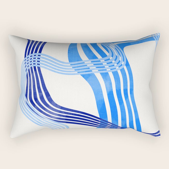 minimal organic waves blue Rectangular Pillow Gallery Image 2