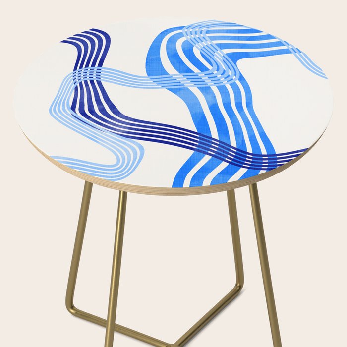 minimal organic waves blue Side Table Gallery Image 2