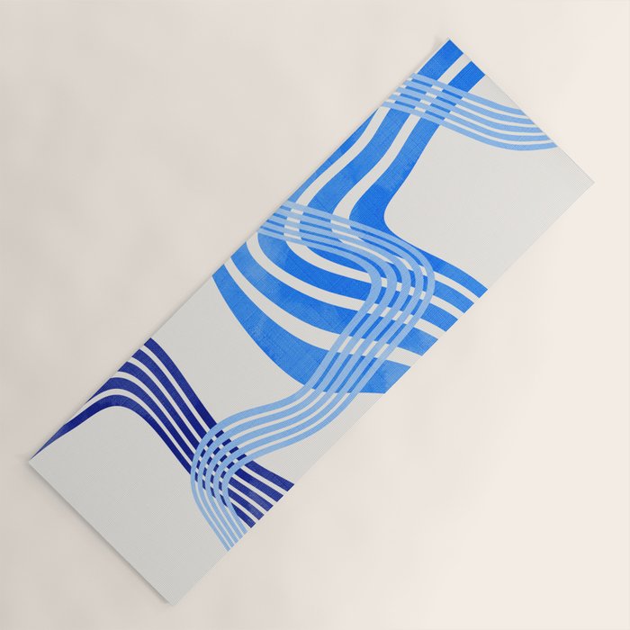 minimal organic waves blue Yoga Mat Gallery Image 1