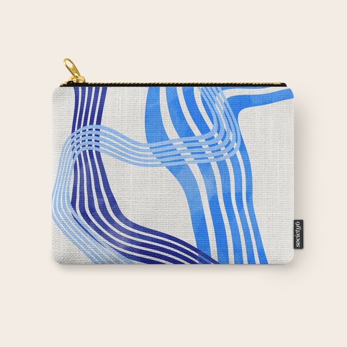 minimal organic waves blue Carry All Pouch Gallery Image 1