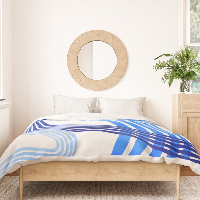 minimal organic waves blue Duvet Cover Gallery Image 3