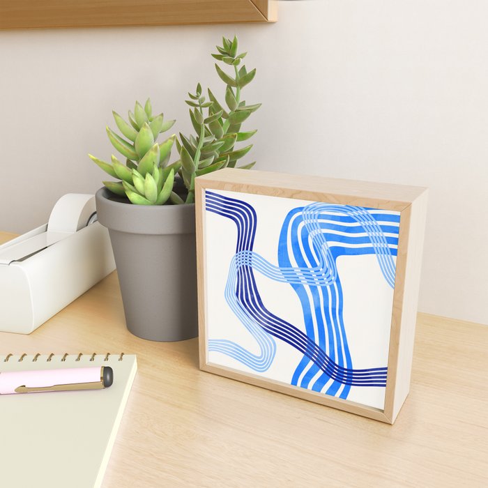 minimal organic waves blue Mini Art Print Gallery Image 2