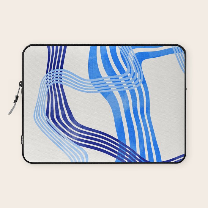 minimal organic waves blue Laptop Sleeve Gallery Image 1