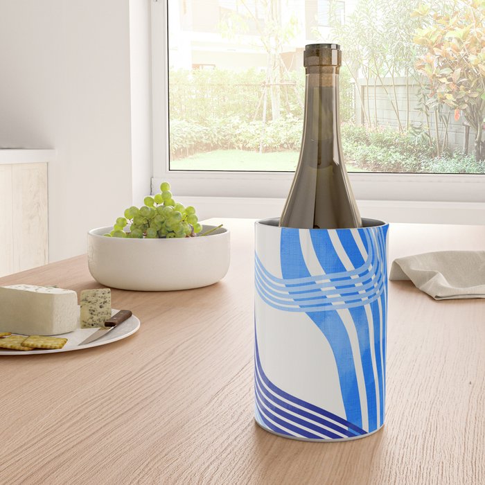 minimal organic waves blue Wine Chiller Gallery Image 4