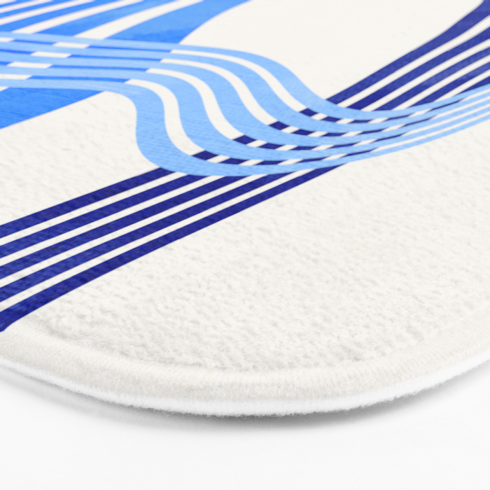 minimal organic waves blue Bath Mat Gallery Image 3