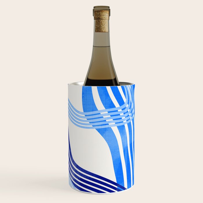 minimal organic waves blue Wine Chiller Gallery Image 1