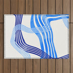 minimal organic waves blue Outdoor Rug Gallery Image 1
