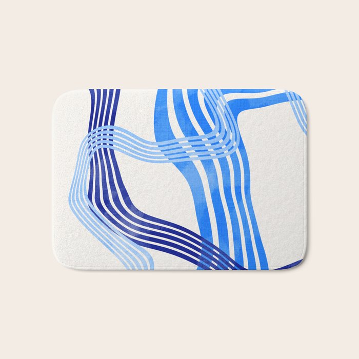 minimal organic waves blue Bath Mat Gallery Image 1