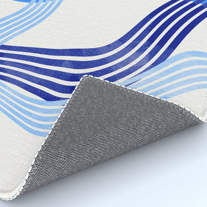 minimal organic waves blue Rug Gallery Image 4