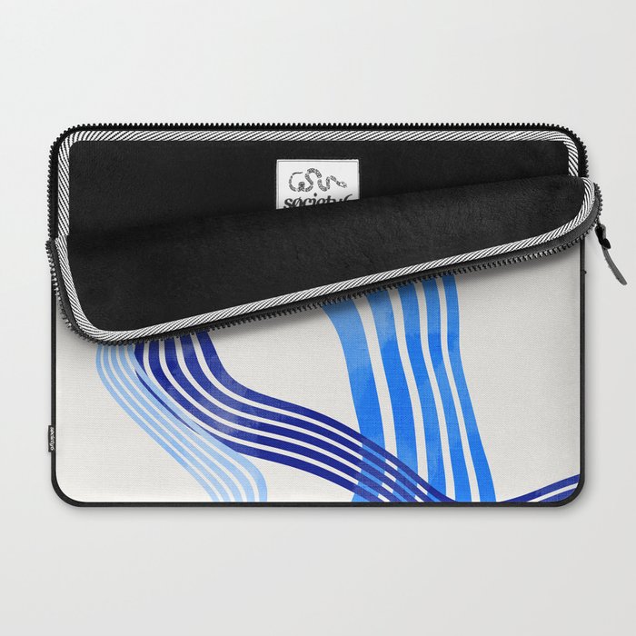 minimal organic waves blue Laptop Sleeve Gallery Image 2