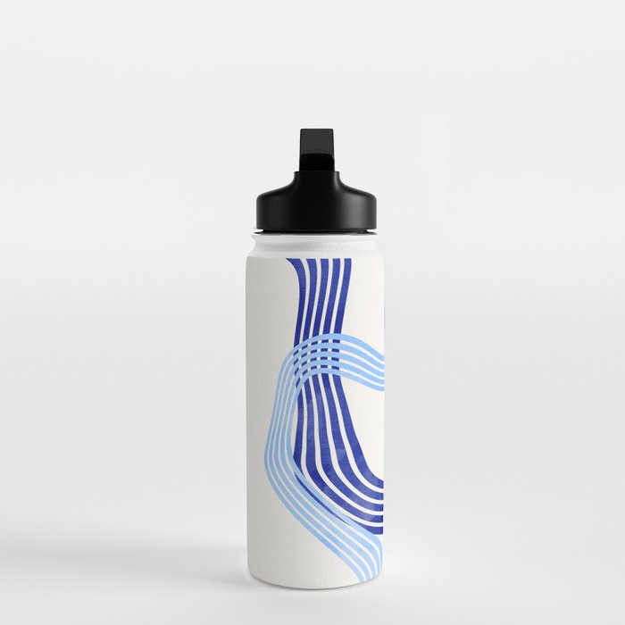 minimal organic waves blue Water Bottle Gallery Image 3