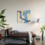 minimal organic waves blue Wood Wall Art Gallery Image 2