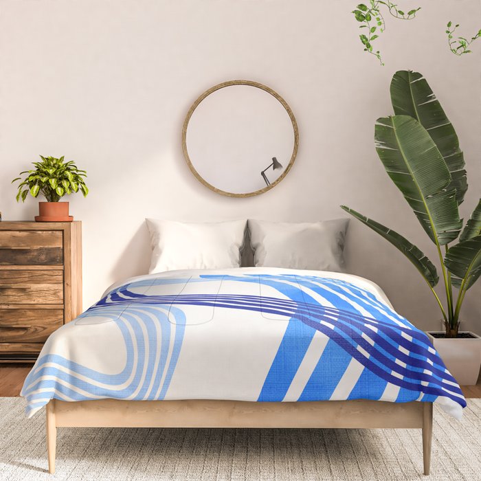 minimal organic waves blue Comforter Gallery Image 3