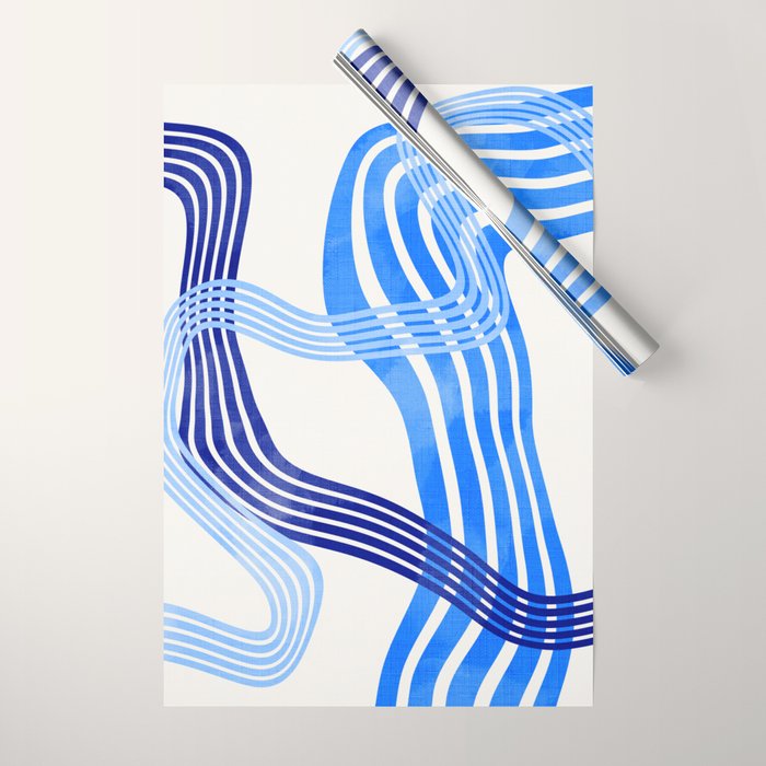 minimal organic waves blue Wrapping Paper Gallery Image 1