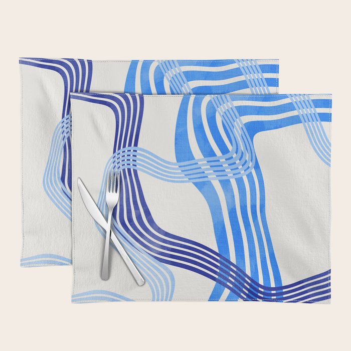 minimal organic waves blue Placemat Gallery Image 1