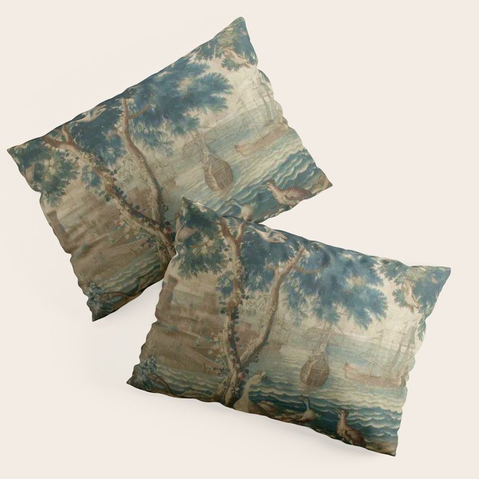 Antique French Louis XIV Beauvais Landscape Tapestry Pillow Sham Gallery Image 1