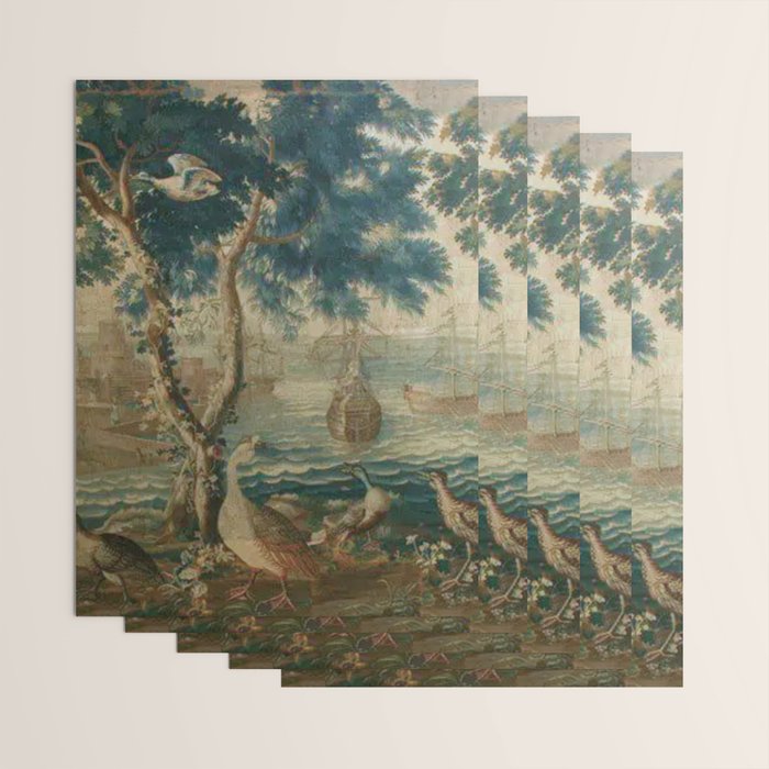 Antique French Louis XIV Beauvais Landscape Tapestry Wrapping Paper Gallery Image 3