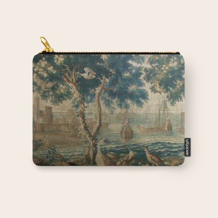 Antique French Louis XIV Beauvais Landscape Tapestry Carry All Pouch Gallery Image 1