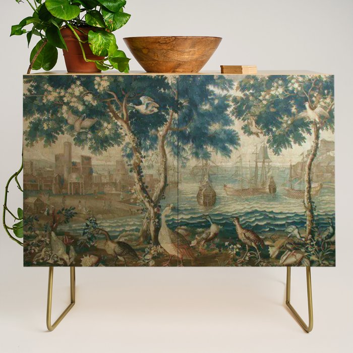 Antique French Louis XIV Beauvais Landscape Tapestry Credenza Gallery Image 1