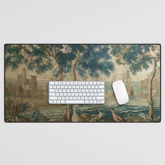 Antique French Louis XIV Beauvais Landscape Tapestry Desk Mat Gallery Image 1