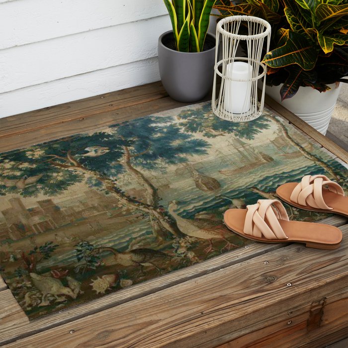 Antique French Louis XIV Beauvais Landscape Tapestry Outdoor Rug Gallery Image 2