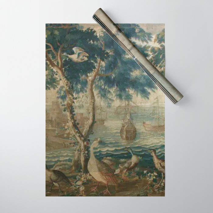 Antique French Louis XIV Beauvais Landscape Tapestry Wrapping Paper Gallery Image 1