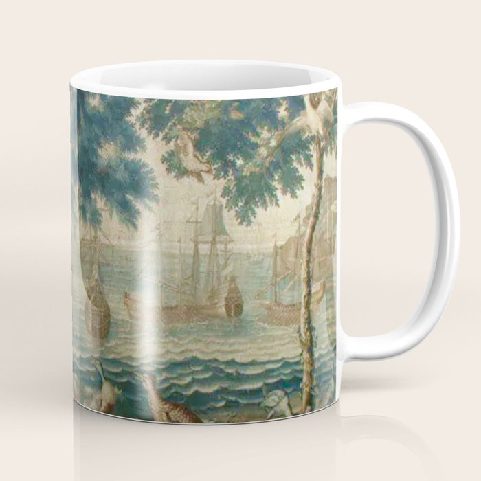 Antique French Louis XIV Beauvais Landscape Tapestry Coffee Mug Gallery Image 1