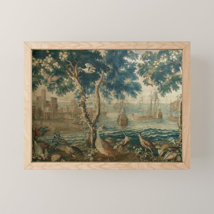 Antique French Louis XIV Beauvais Landscape Tapestry Mini Art Print Gallery Image 1