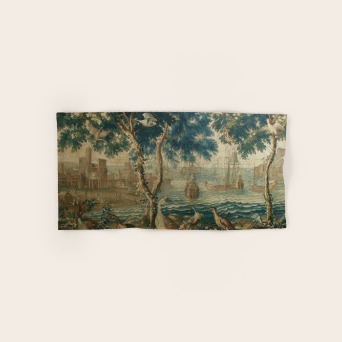 Antique French Louis XIV Beauvais Landscape Tapestry Bath Towel Gallery Image 1