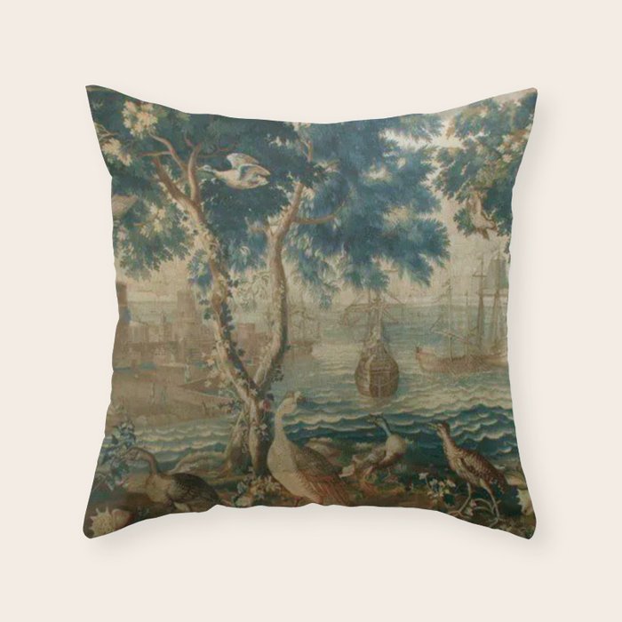 Antique French Louis XIV Beauvais Landscape Tapestry Throw Pillow Gallery Image 6