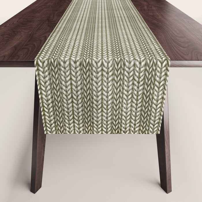 Cozy Knit Texture Grey Beige  Table Runner Gallery Image 1