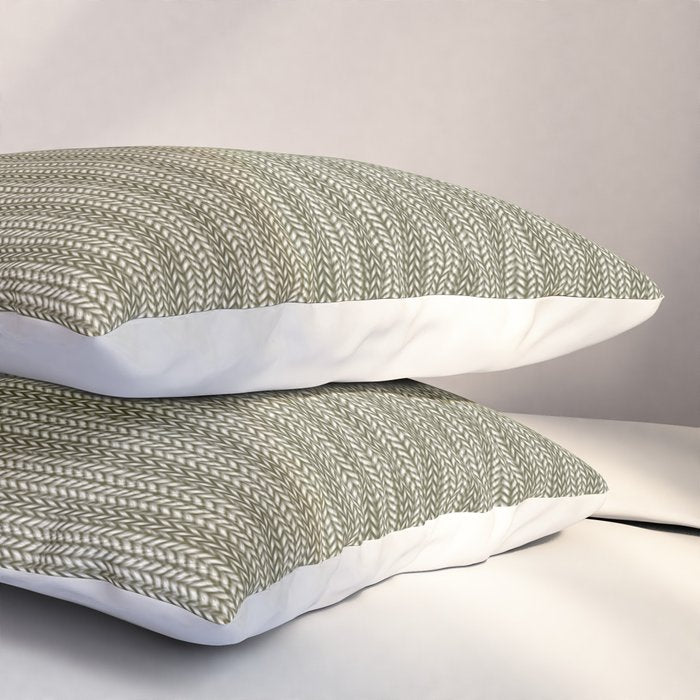 Cozy Knit Texture Grey Beige  Pillow Sham Gallery Image 3