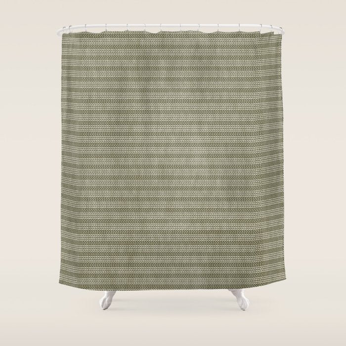 Cozy Knit Texture Grey Beige  Shower Curtain Gallery Image 1