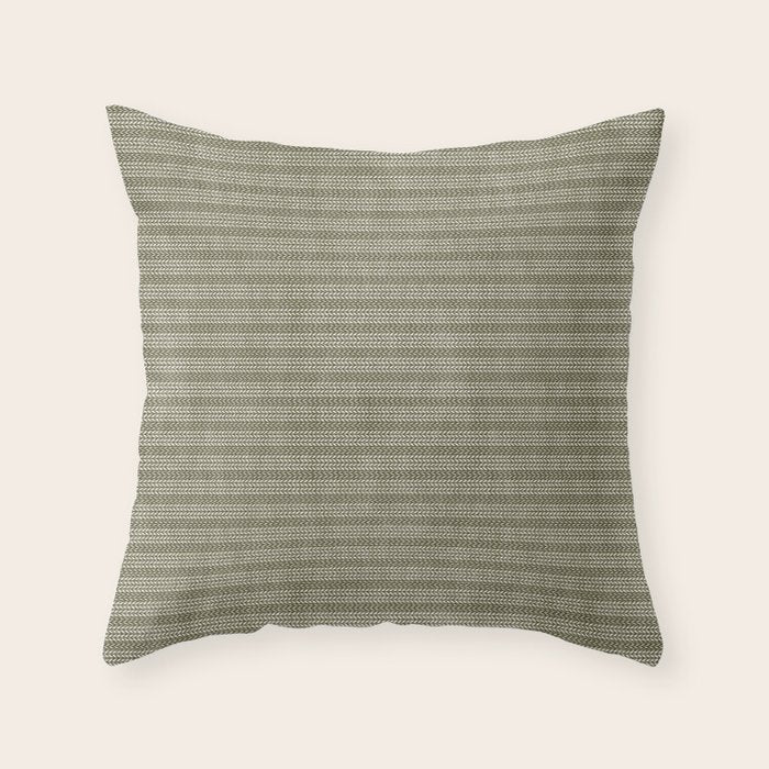 Cozy Knit Texture Grey Beige  Throw Pillow Gallery Image 6