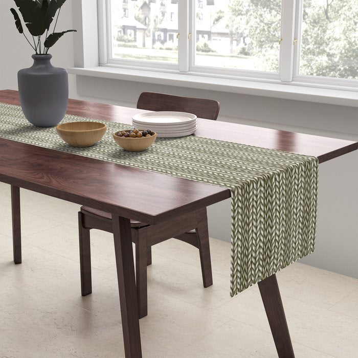 Cozy Knit Texture Grey Beige  Table Runner Gallery Image 2