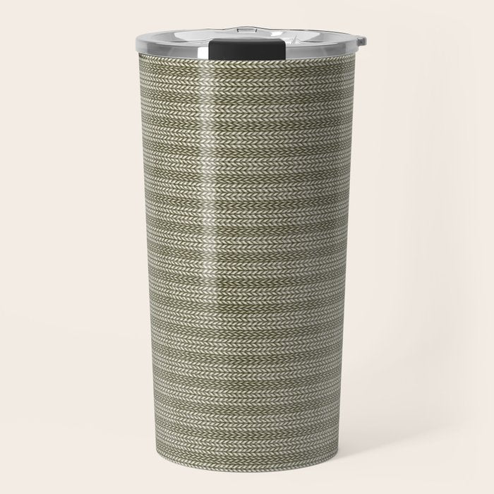 Cozy Knit Texture Grey Beige  Travel Mug Gallery Image 1