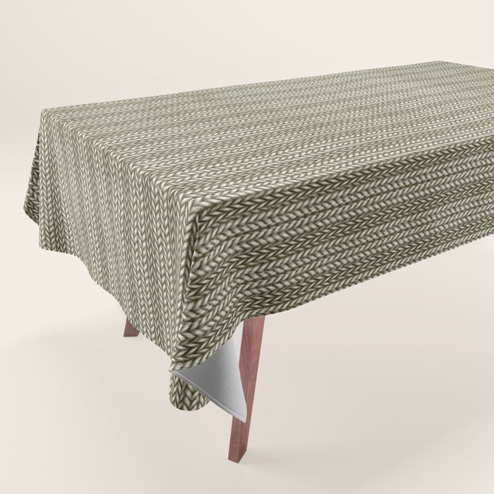 Cozy Knit Texture Grey Beige  Tablecloth Gallery Image 1
