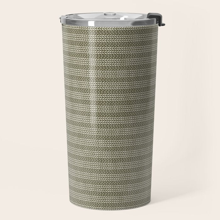 Cozy Knit Texture Grey Beige  Travel Mug Gallery Image 2