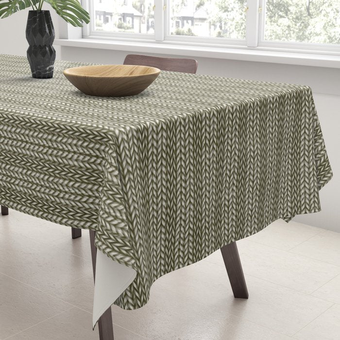 Cozy Knit Texture Grey Beige  Tablecloth Gallery Image 3