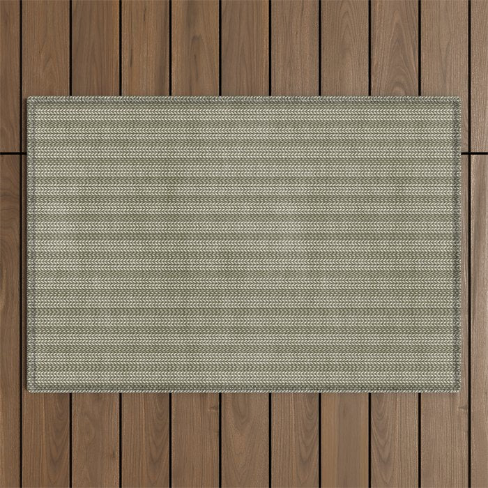 Cozy Knit Texture Grey Beige  Outdoor Rug Gallery Image 1
