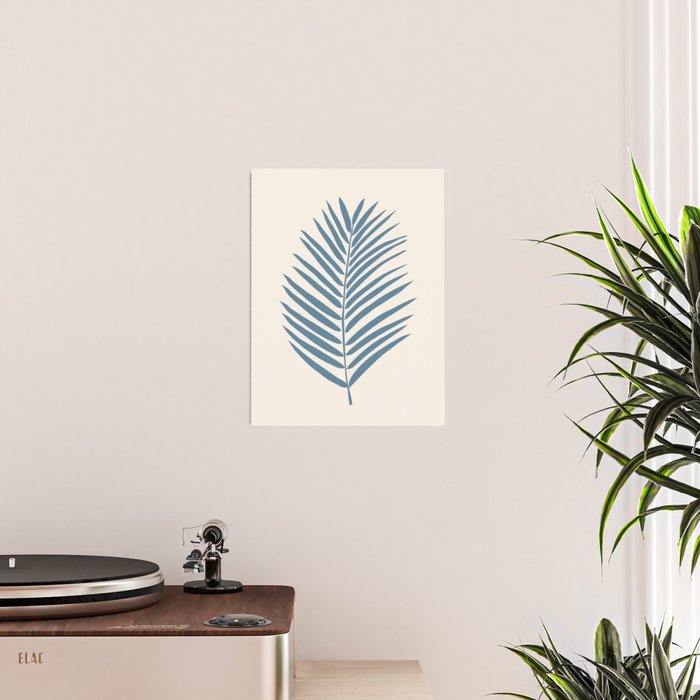 Palm Leaf Blue And Cream Poster Gallery Image 2