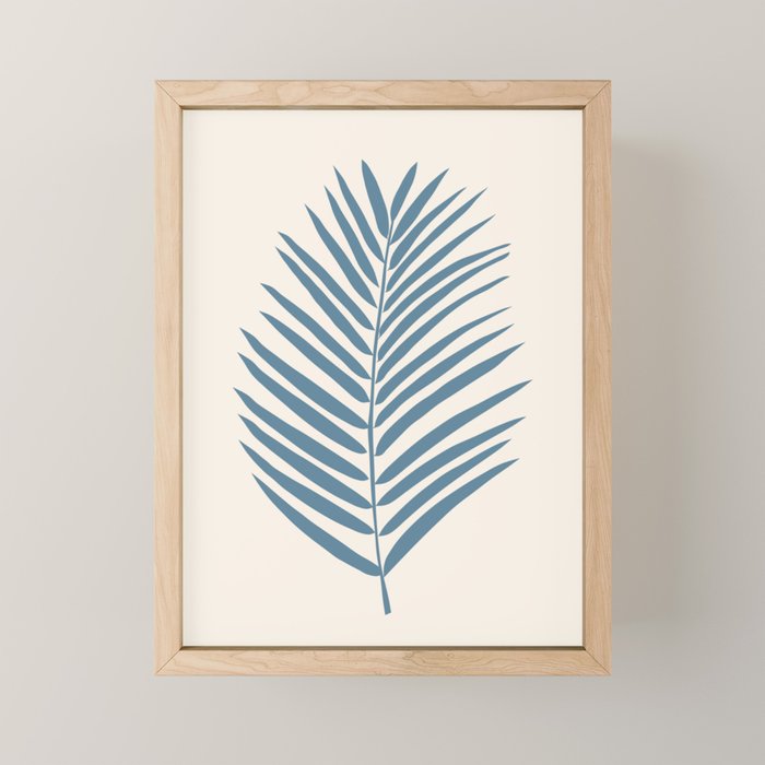 Palm Leaf Blue And Cream Mini Art Print Gallery Image 1